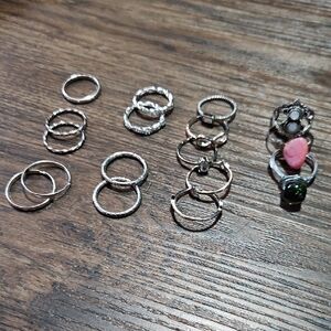 Silver Costume Ring Set, Variety Of Sizes